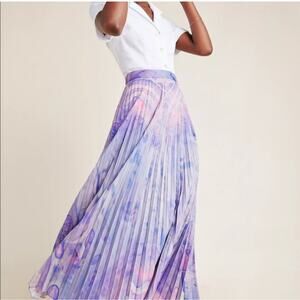 Siddhartha Bansal Anthropologie Purple Pink Marble Dyed Pleated Skirt Size 6.